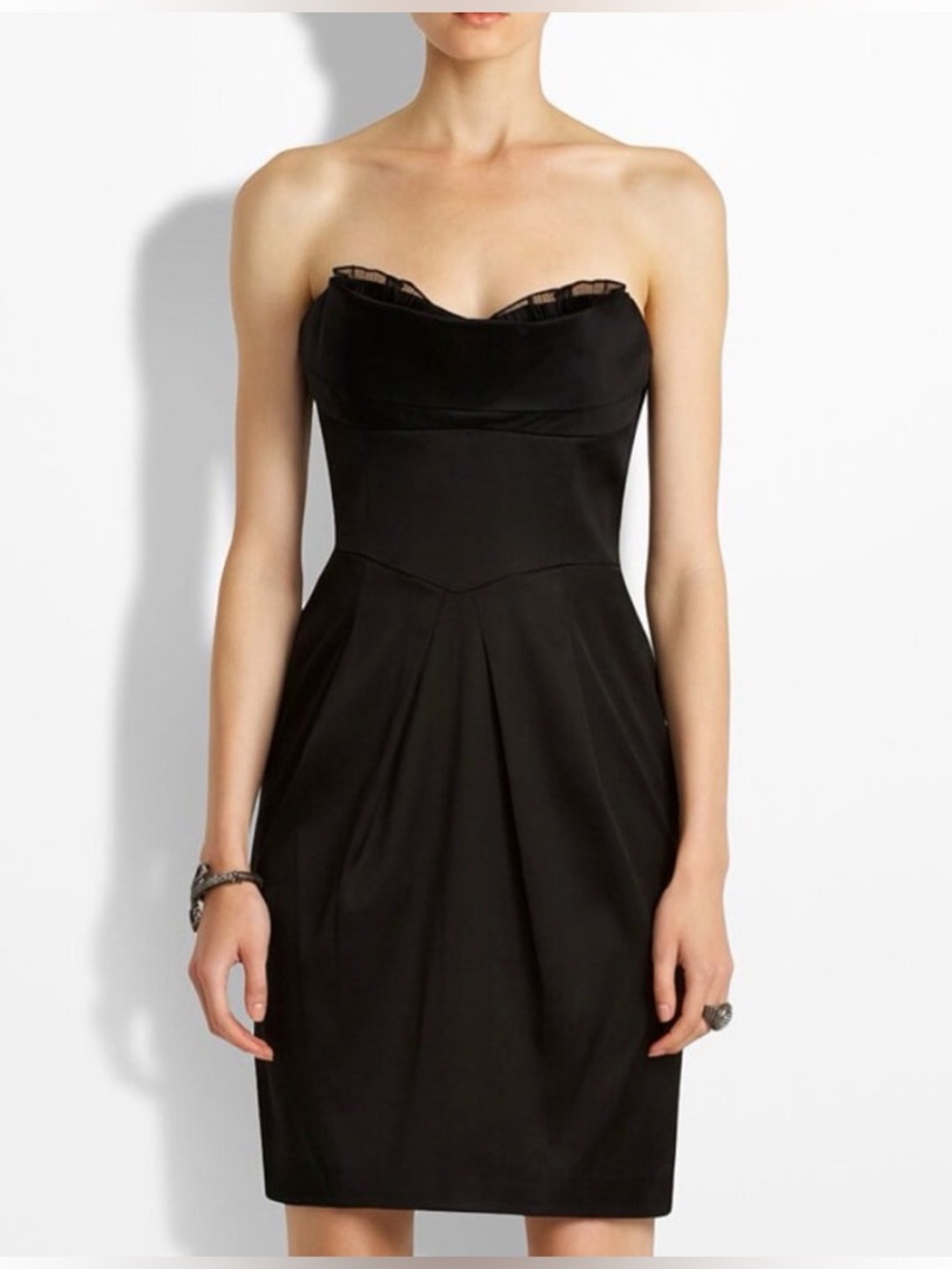 BCBGMaxAzria Strapless Black Cocktail Sheath Dress